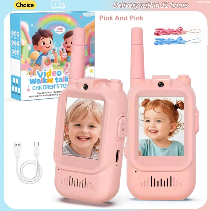2PC Kids HD-Video Walkie Talkies 3 Styles Intercom USB Charging Indoor Outdoor Boys Girls Age 3+ Child's Birthday Gifts Toys