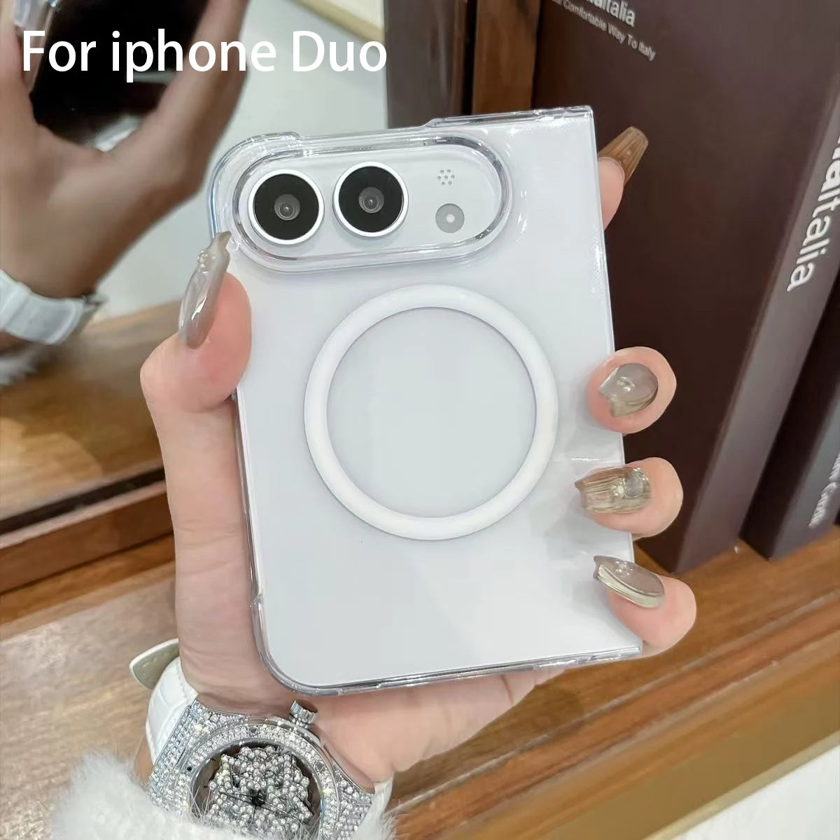 Strong Magnetic Force Case For iPhone Duo Fold for Magsafe Wireless Charge Cover for iphone 18 Duo Ultra Clear Case