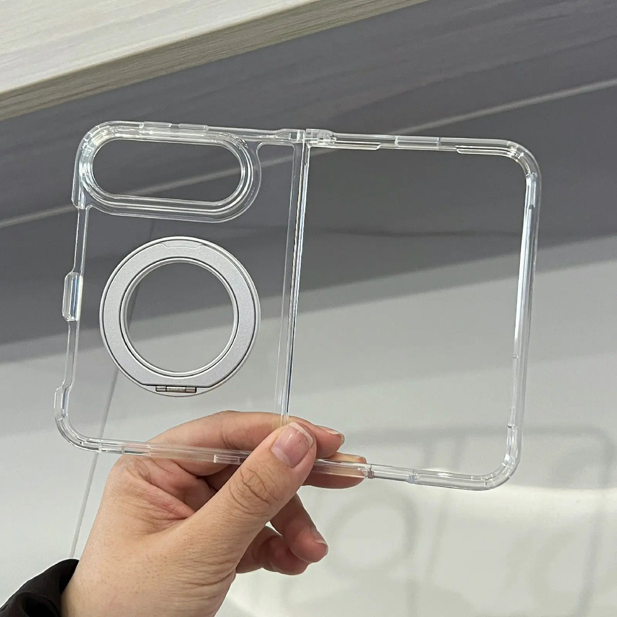 For iPhone Duo 18Fold Magnetic 360 Rotating Bracket Transparent Case for iPhone DUO 18ultra Shockproof for Magsafe Stand Cover