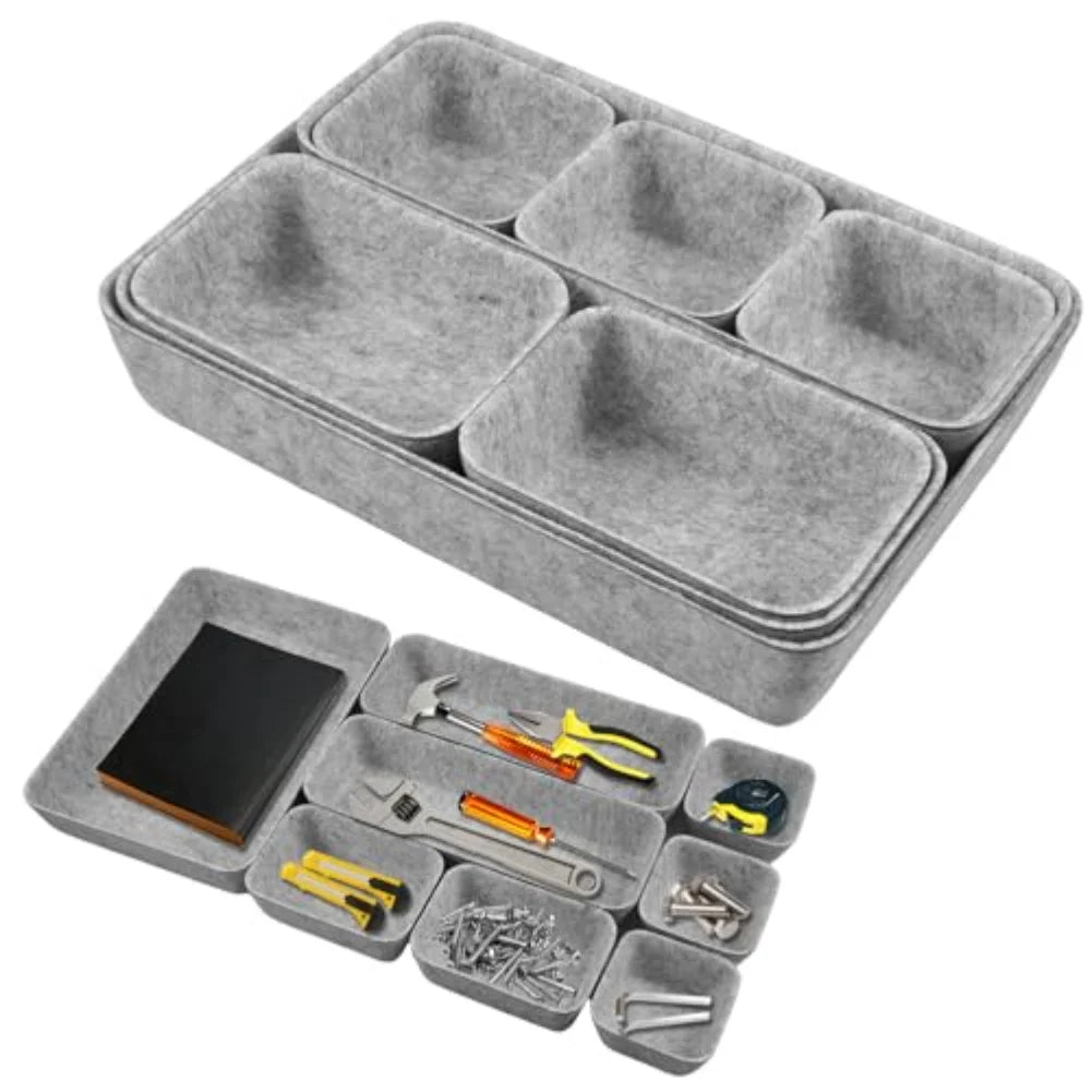 8pcs/set Felt Storage Box Desk Organisers For Cosmetics Multifunctional Jewelry Cosmetic Drawer Closet Organizer Basket Set
