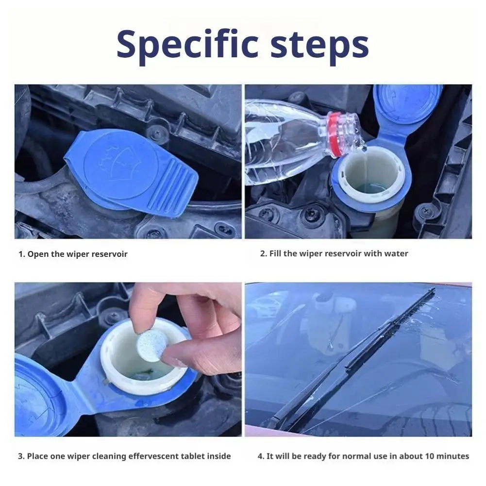 Car Windshield Cleaner Effervescent Tablets Solid Concentrated Washer Fluid For Auto Glass Oil Film Removal All Season