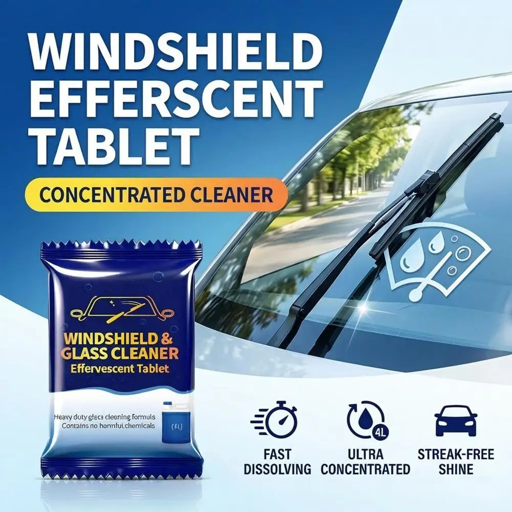 Car Windshield Cleaner Effervescent Tablets Solid Concentrated Washer Fluid For Auto Glass Oil Film Removal All Season