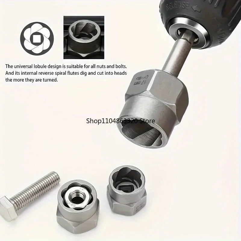 14pcs Impact Socket Set Nut And Bolt Extractor & Remover Chrome Molybdenum Steel Extractors with Storage Box for Automotive