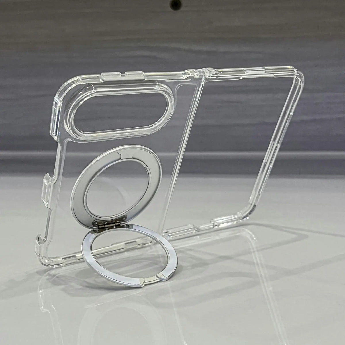 For iPhone Duo 18Fold Magnetic 360 Rotating Bracket Transparent Case for iPhone DUO 18ultra Shockproof for Magsafe Stand Cover