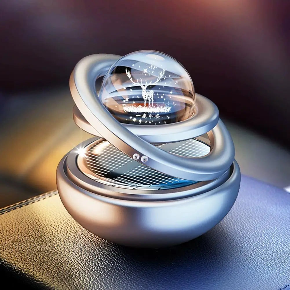 Solar Aromatherapy Ornaments Car Double Suspended Crystal Ball Rotating Aromatherapy Perfume Ornaments For Home Car Decoration