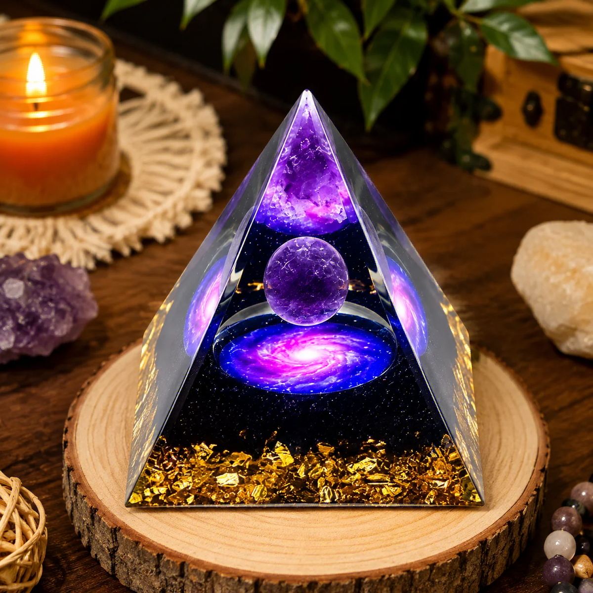 1PC Amethyst Crystal Ball Pyramid Raw Stone Homeopathic Home Decoration for Stress Relief And Wealth Attraction
