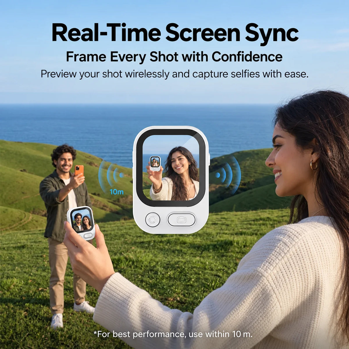 Wireless Magnetic Selfie Screen Sync Phone Rear Camera Monitor Screen For Vlog Live Stream Video Recording Outdoor Remote Selfie