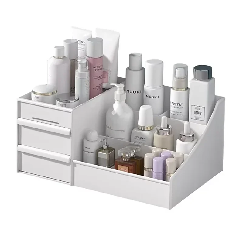 White New Drawer Makeup Storage Box Dormitory Finishing Plastic Shelf Cosmetics Skin Care Dressing Table Desktop