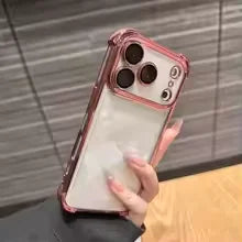 Luxury Buffer Impact Shockproof Plating Transparent Phone Case For iPhone 18 Pro 17 16 15 14 Plus 13 12 Pro Max Clear Back Cover