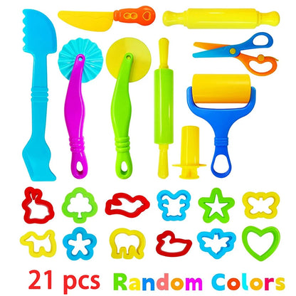 Basic Dough Clay Tools Kits Modeling Accessories Animal Cutters Rolling Pin Safety Scissor Dough Extruder Rollers for Kids