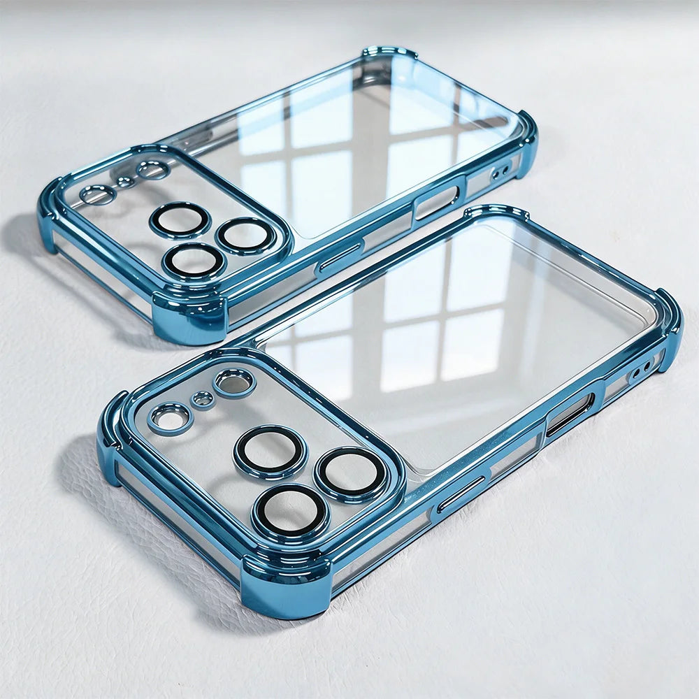 Luxury Buffer Impact Shockproof Plating Transparent Phone Case For iPhone 18 Pro 17 16 15 14 Plus 13 12 Pro Max Clear Back Cover