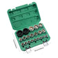 Podofo 21pcs 1/2inch Spanner Multi-Tooth Socket Set for 6 and 12 Points 8-36mm External Multi-Tooth Socket Box Car Nut 12-edge