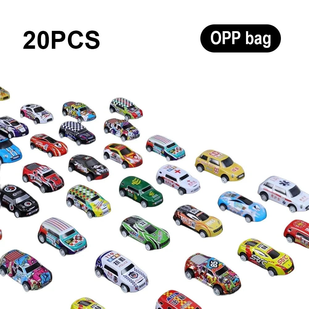 10/20/30/48 Pieces Pull Back Cars Mini Car Set Inertia for Boys Plastic Vehicle Model with Container Collection Toy Gift for Kid