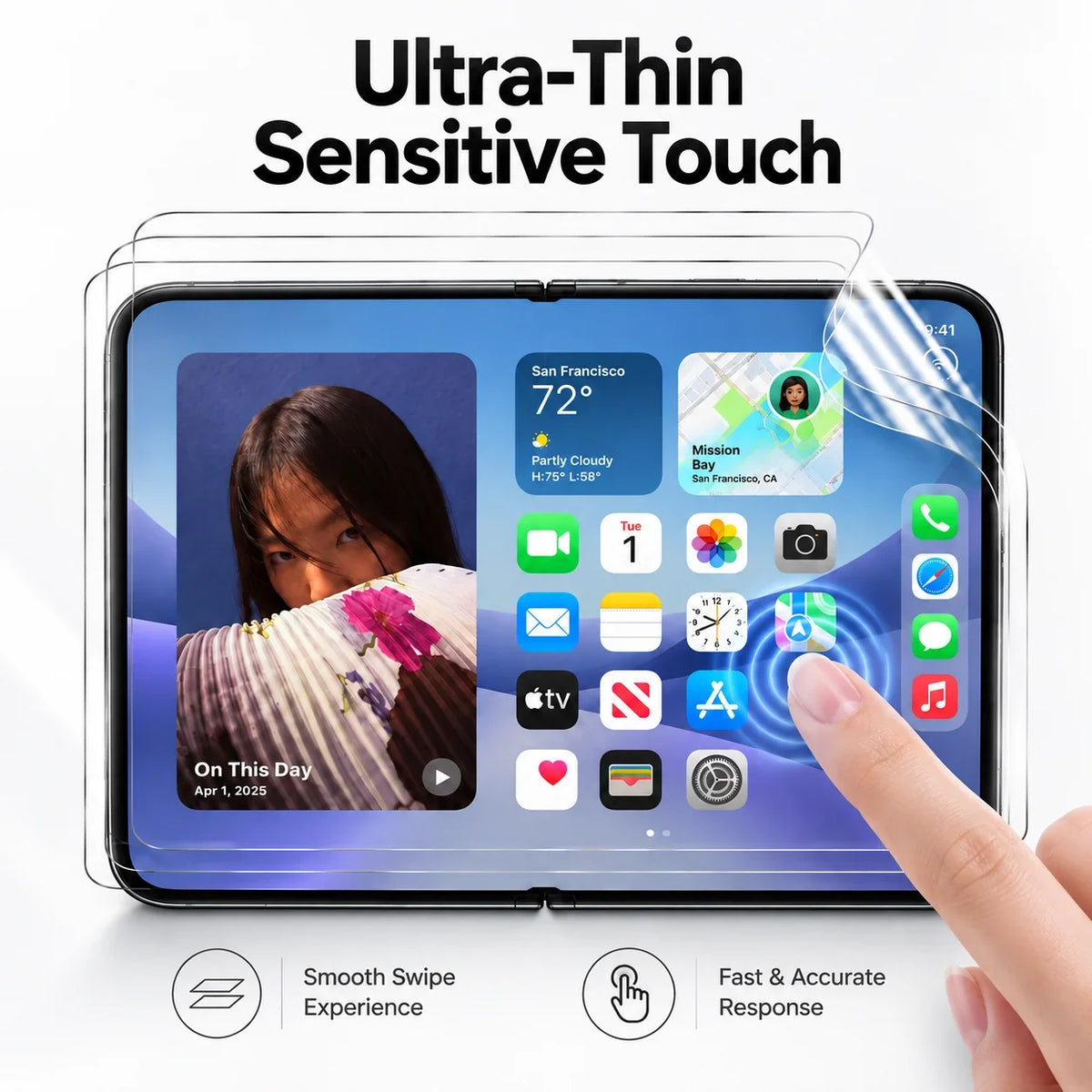 3 Outer Glass +3 Inner Films for iPhone Duo Screen Protector Protective Soft Hydrogel Film for Apple iPhoneDuo 2026