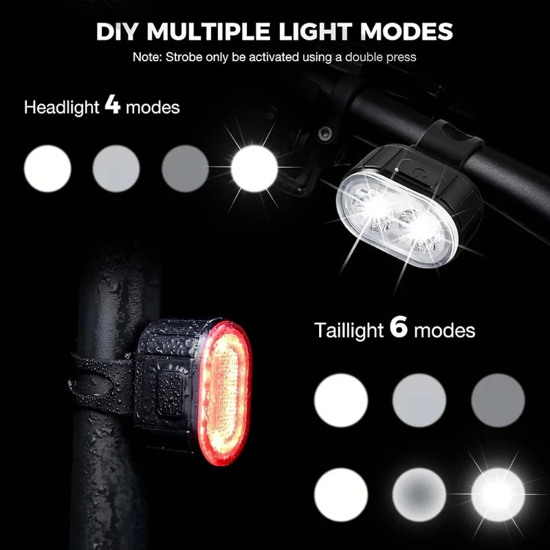 Rechargeable Bike Lighting Front/Rear Lights Bicycle Lamp Led Cycling Light Bike Flashlight for Bicycle Front Taillight Lantern