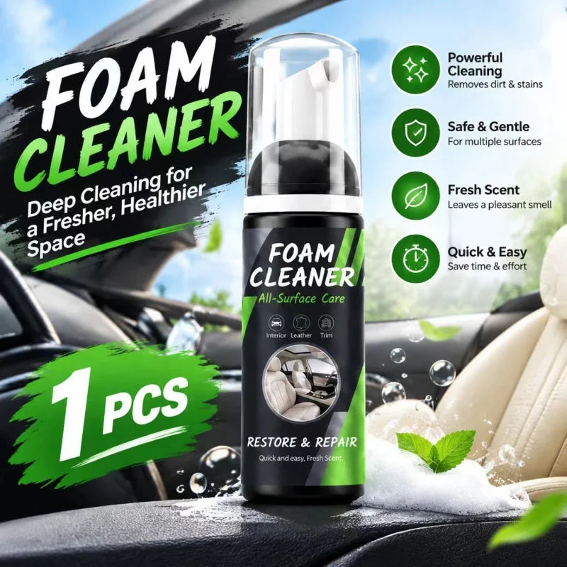Multi-scene Foam Cleaning Spray | Powerful Stain Remover for Car Interior & Home Surfaces
