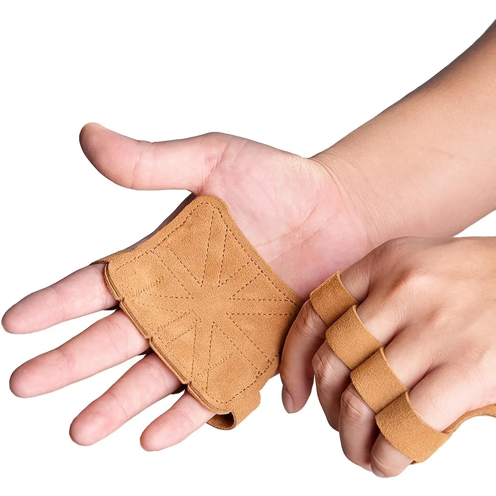 Premium Cowhide Gym Hand Grips Non-Slip Palm Protectors for Cross Fit Weightlifting Calisthenics Pull Ups Weightlifting Workout