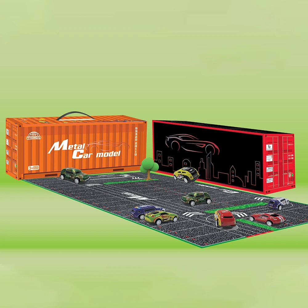 10/20/30/48 Pieces Pull Back Cars Mini Car Set Inertia for Boys Plastic Vehicle Model with Container Collection Toy Gift for Kid