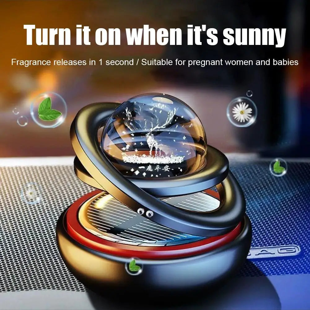 Solar Aromatherapy Ornaments Car Double Suspended Crystal Ball Rotating Aromatherapy Perfume Ornaments For Home Car Decoration