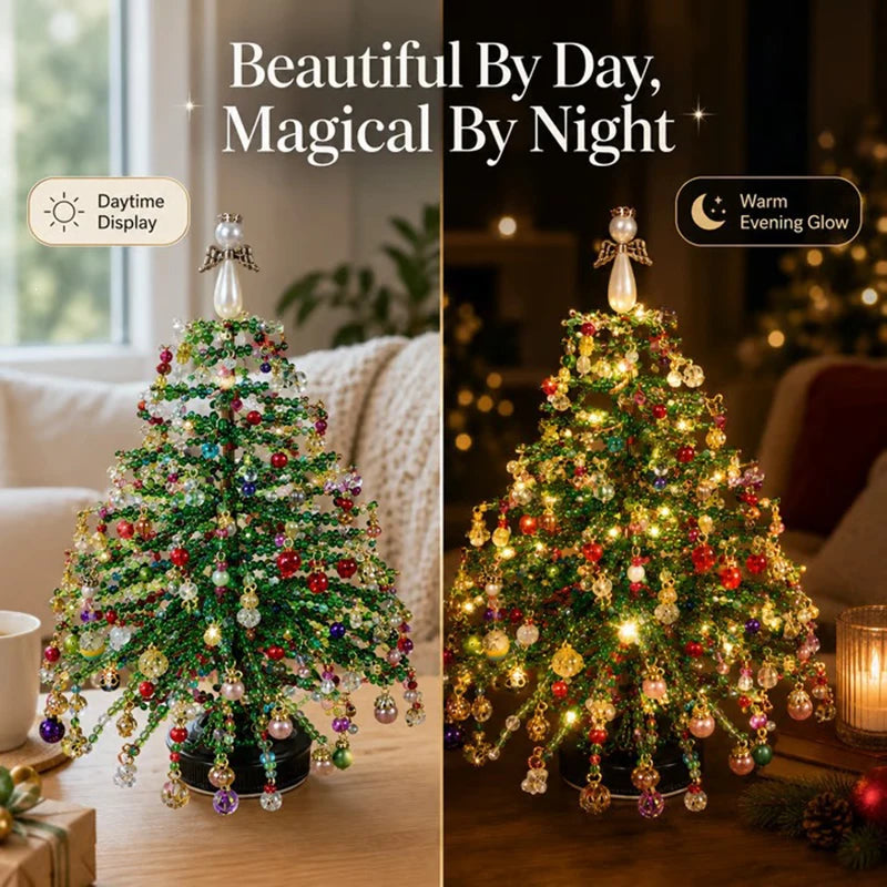 Handmade DIY Beaded Christmas Tree Making Kit Mini Crystal Bead Christmas Tree Desktop Decor Christmas DIY Craft Supplies Creati