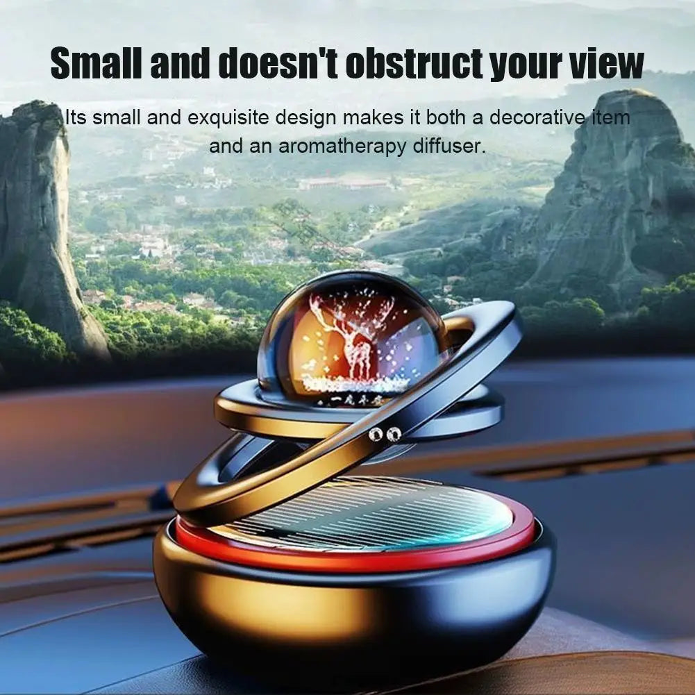 Solar Aromatherapy Ornaments Car Double Suspended Crystal Ball Rotating Aromatherapy Perfume Ornaments For Home Car Decoration