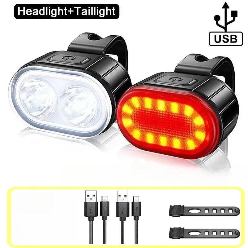 Rechargeable Bike Lighting Front/Rear Lights Bicycle Lamp Led Cycling Light Bike Flashlight for Bicycle Front Taillight Lantern