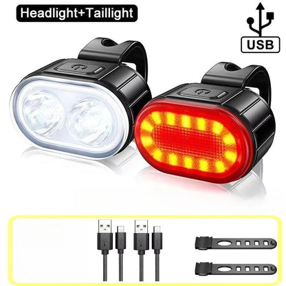 Rechargeable Bike Lighting Front/Rear Lights Bicycle Lamp Led Cycling Light Bike Flashlight for Bicycle Front Taillight Lantern
