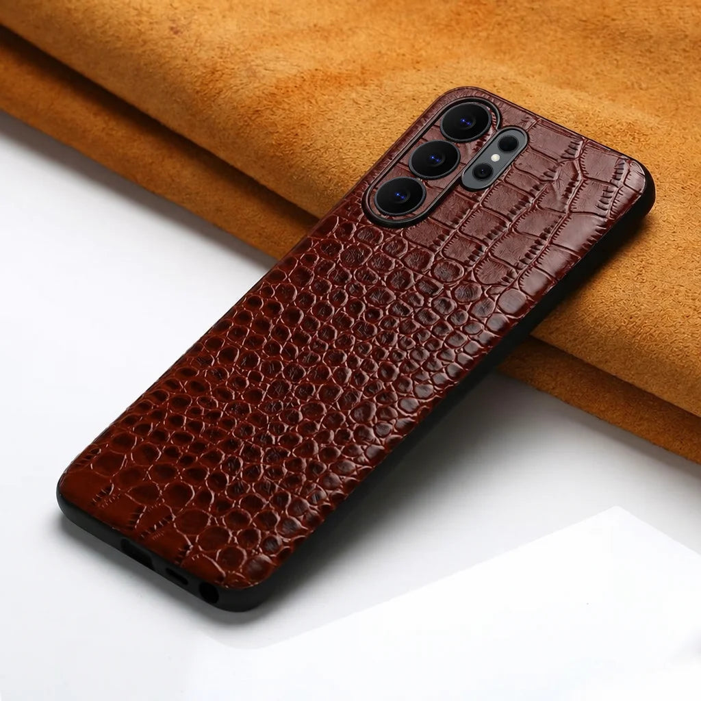 Genuine Cowhide Leather Phone Case for Samsung Galaxy S 26 S23 S25 S26 Ultra S25 FE S26 Plus Luxury Full Protector Cover