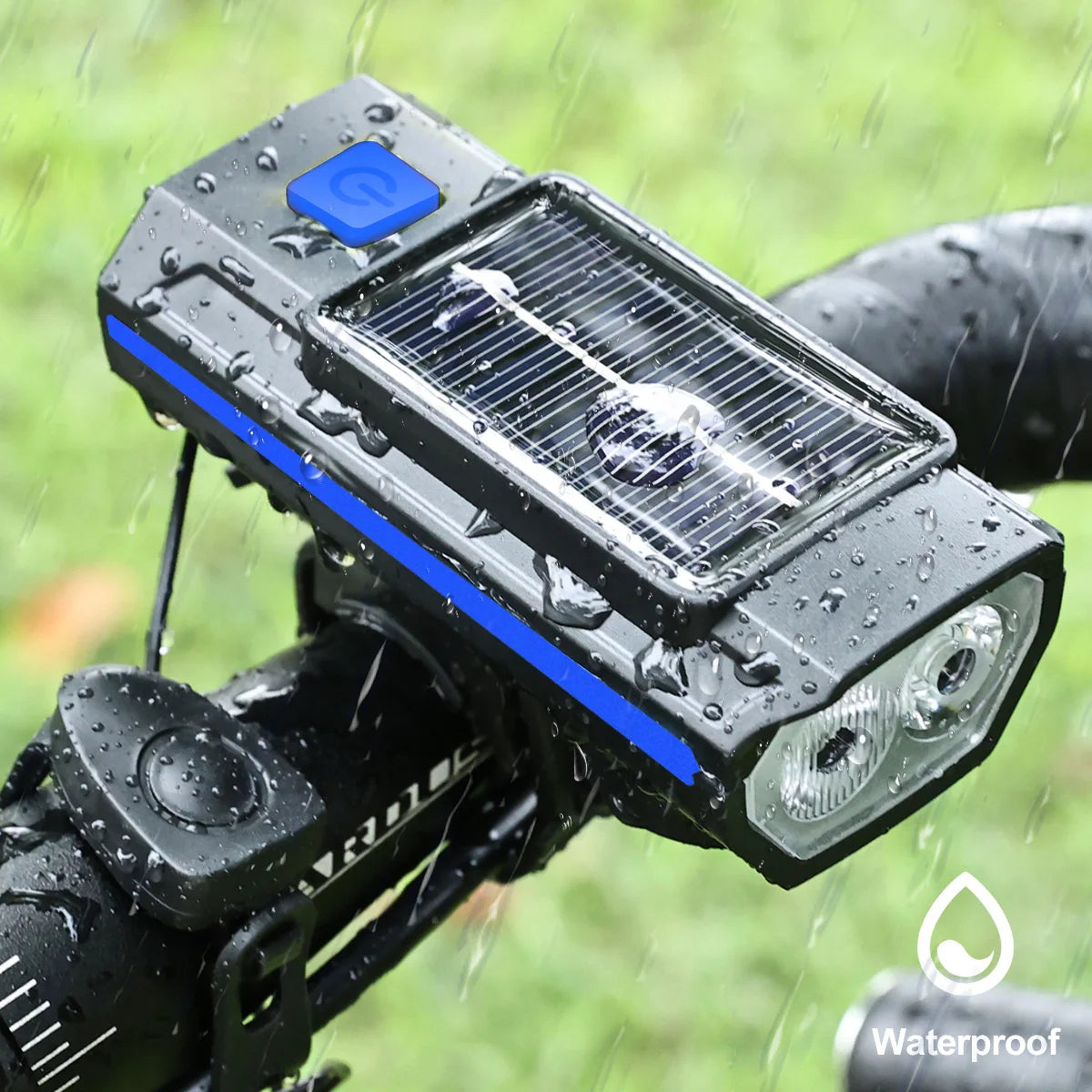 Solar Bicycle Light with Horn 120dB TYPE-C Fast Charging MTB Road Bike Front Lamp Flashlight Bicycle Light 1200 mah