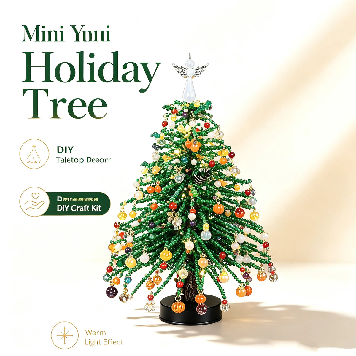 Handmade DIY Beaded Christmas Tree Making Kit Mini Crystal Bead Christmas Tree Desktop Decor Christmas DIY Craft Supplies Creati