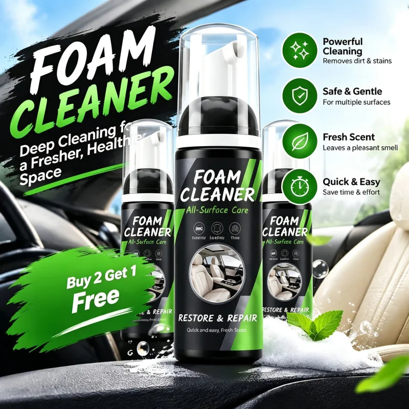 Multi-scene Foam Cleaning Spray | Powerful Stain Remover for Car Interior & Home Surfaces