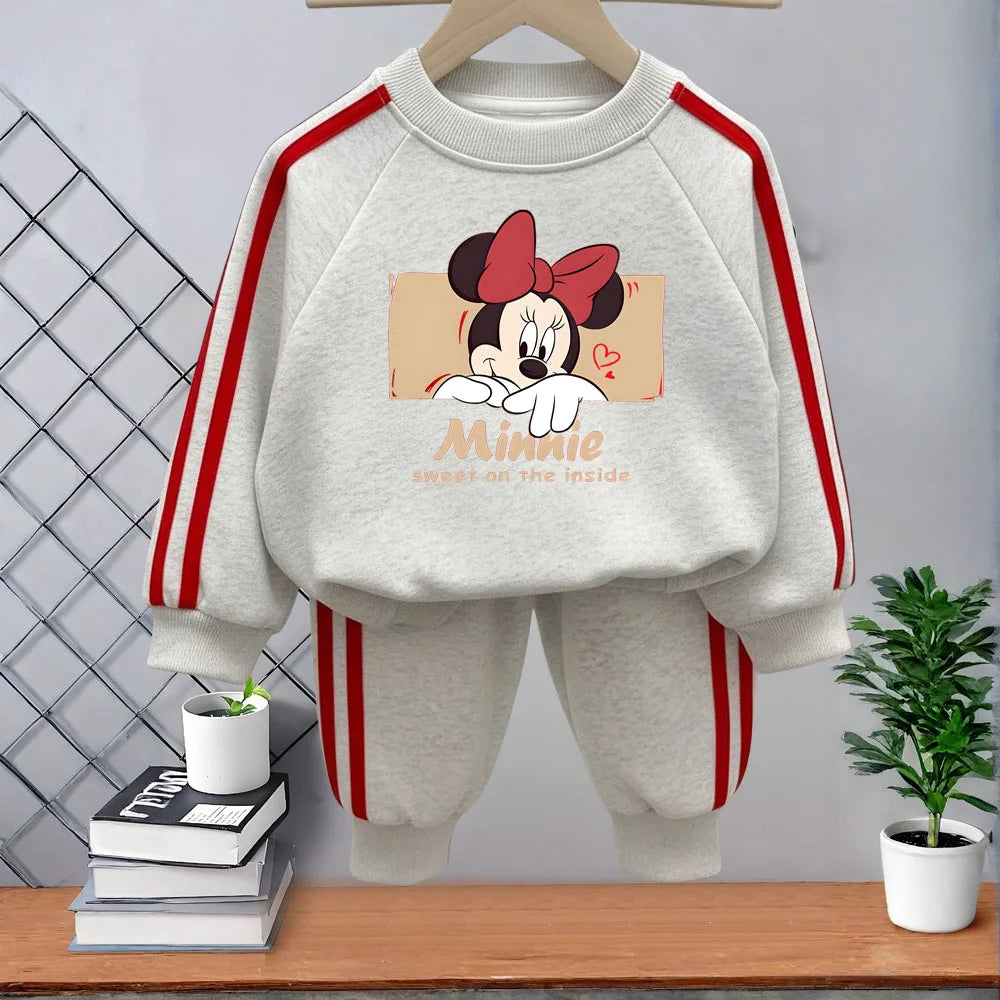 2026 Spring New Style Girls Casual Tracksuits Children's O Neck Hoodies and Long Pant Two Piece Kids Side Stripe Trousers Sets