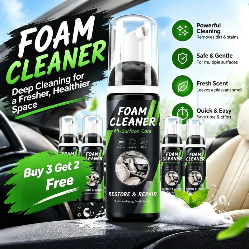 Multi-scene Foam Cleaning Spray | Powerful Stain Remover for Car Interior & Home Surfaces