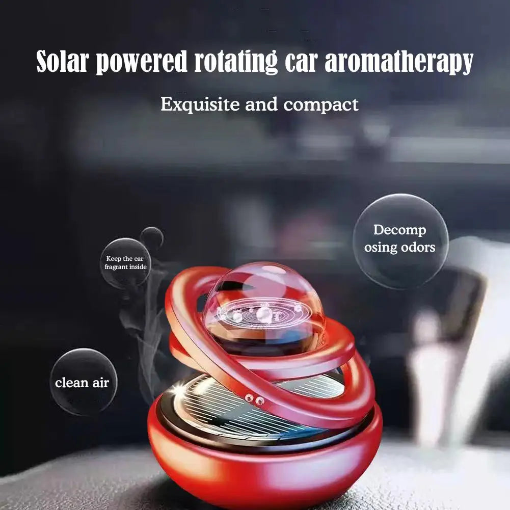 Solar Aromatherapy Ornaments Car Double Suspended Crystal Ball Rotating Aromatherapy Perfume Ornaments For Home Car Decoration