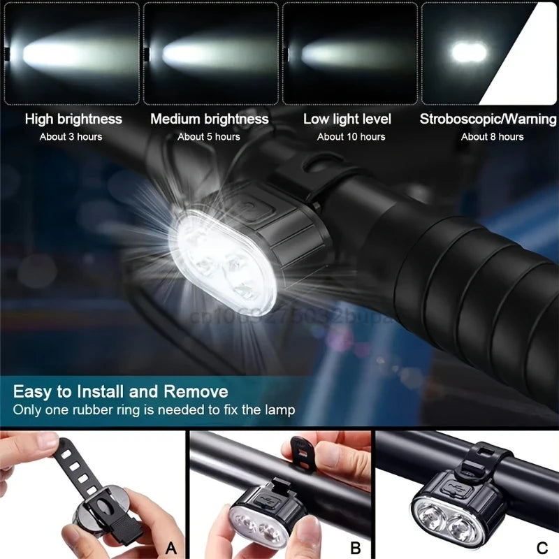 Rechargeable Bike Lighting Front/Rear Lights Bicycle Lamp Led Cycling Light Bike Flashlight for Bicycle Front Taillight Lantern