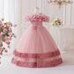 Elegant Flower Bridesmaid Party Girls Dresses Fashion Bow Pageant Wedding Princess Dress for Girls Birthday Prom Evening Costume