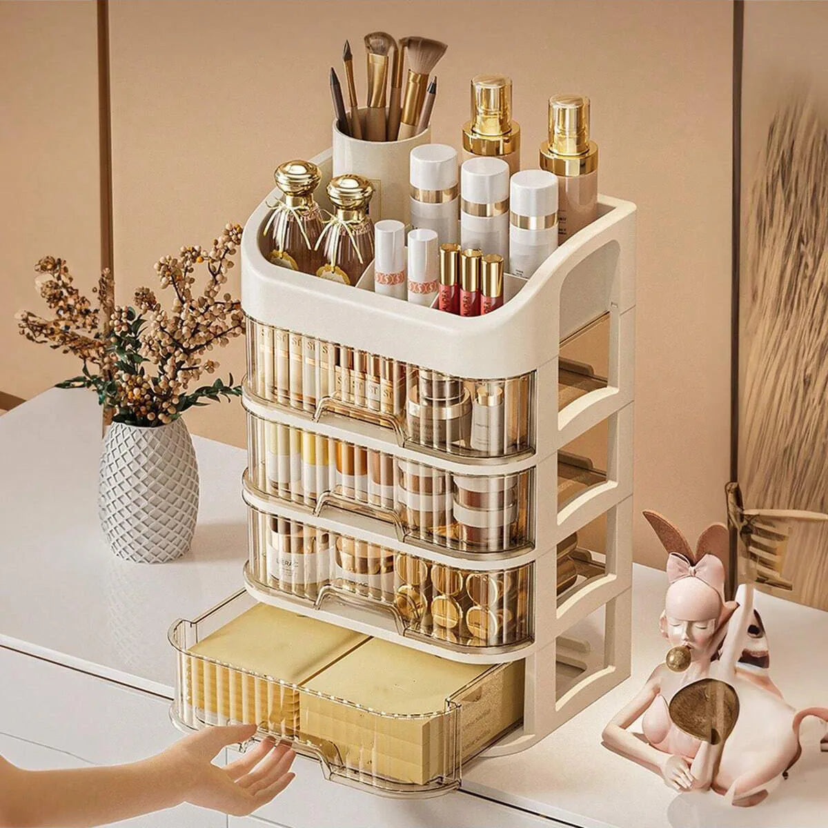 1pc Multi-layer Makeup Storage Box,Cosmetics Storage For Skin Care,Eyeshadow,LotionsLipstick,Great For Dresser,Bathroom,Bedroom