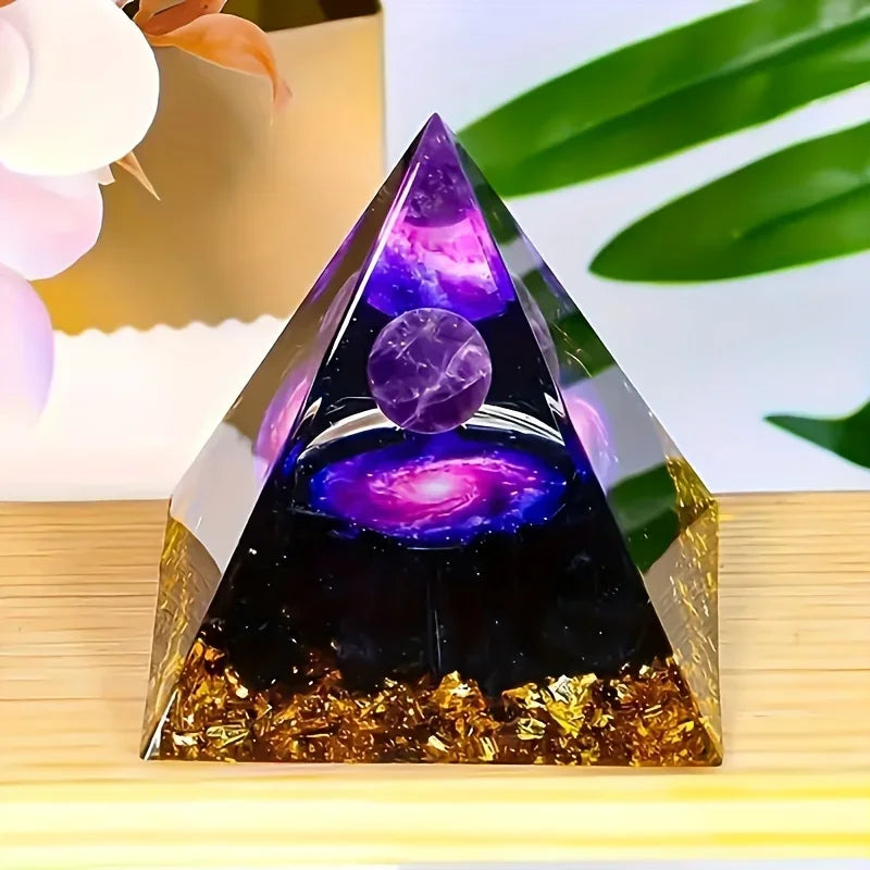 1PC Amethyst Crystal Ball Pyramid Raw Stone Homeopathic Home Decoration for Stress Relief And Wealth Attraction
