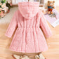 Girls spring and autumn children's fashion home casual warm pink velvet hooded coat 4-8Y1