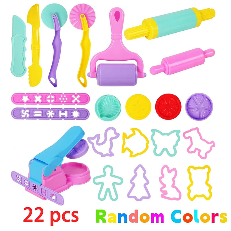 Basic Dough Clay Tools Kits Modeling Accessories Animal Cutters Rolling Pin Safety Scissor Dough Extruder Rollers for Kids